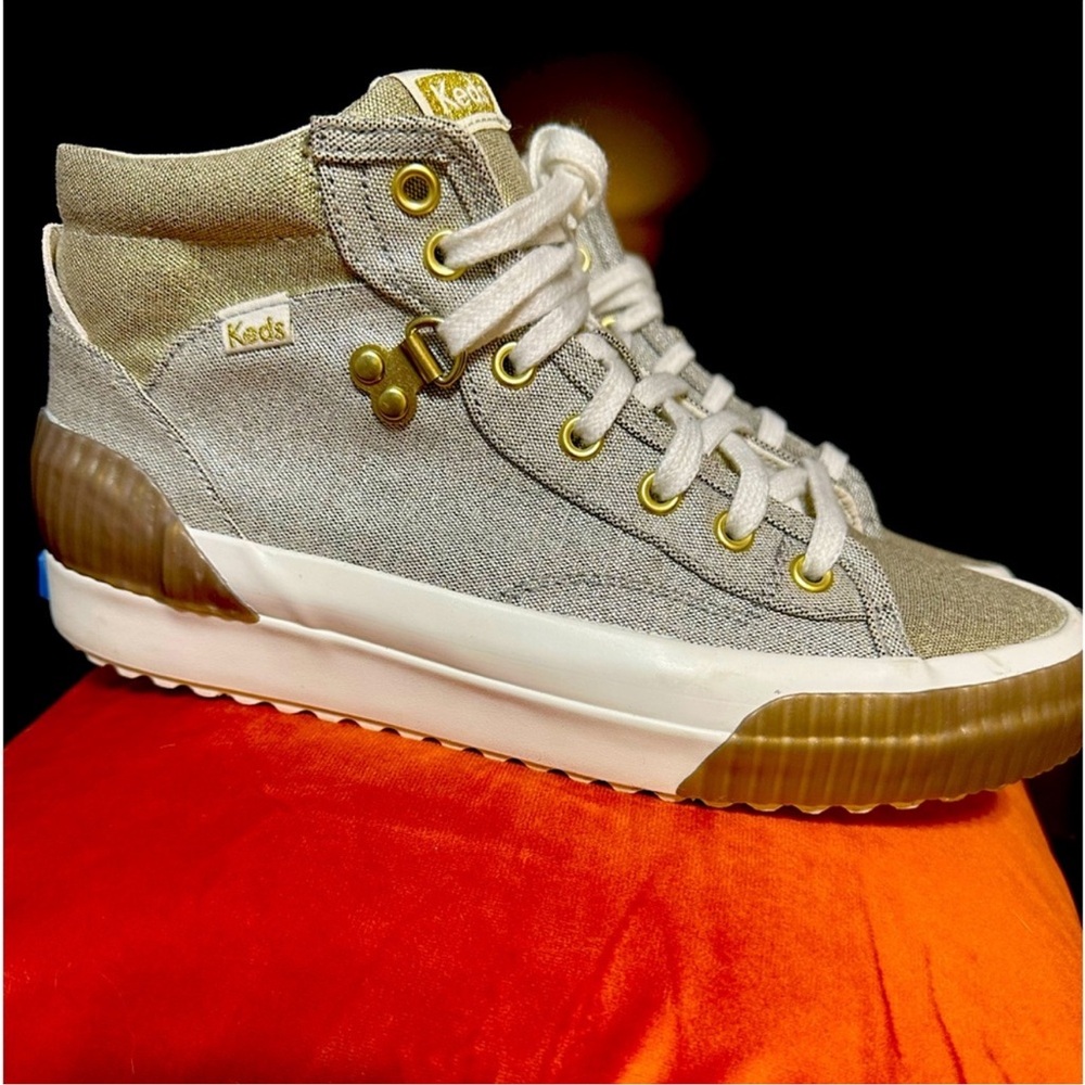Keds High-Top Sneakers in Gold and White
